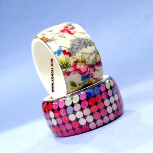 Pulseras de tela con estampado de flores, joyería acrílica de resina laminada - Product Image 2