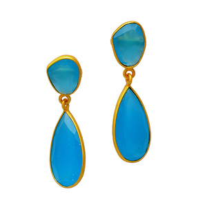 Lunette Réglage Main Dangle Stud Boucle D'oreille 925 Bijoux En Argent Sterling Lunette Réglage À La Mode Plaqué Or Unique Boucle D'oreille Pour Les Femmes - Product Image 1