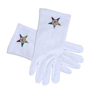 Utilisation de Regalia maçonnique et style brodé Gants en coton blanc bon marché Gants en coton maçonnique - Product Image 3