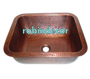 Lavabo de cobre martillado de estilo antiguo, diseño Rectangular moderno para baño, accesorios de cocina de calidad Premium, exportación disponible - Product Image 2