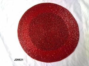 Round Glass <b>Bead</b> Place Mats with Flower in the Centre Other Colors Also Available Table Mat Tableware - Product Image 6