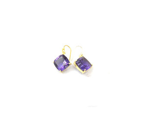 <b>Beautiful</b> Amethyst Natural Multi Gemstone Jewelry Gemstone Gold Plated Wire Wrapped Set Double Stone CZ <b>Earring</b> - Product Image 2