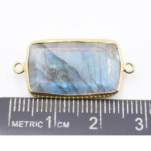 Handmade 925 Sterling Silver Bezel 18K/14K Gold Plated Connector Rectangle Shape Labradorite for Jewelry Making - Product Image 2