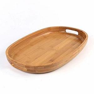 Plateau en bois de conception ovale avec poignée pour restaurant et hôtel servant des plateaux de service rectangulaires - Product Image 4