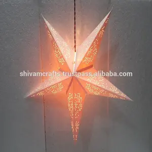 Lanternes en papier indien de couleur blanche, vintage, lampions, étoile