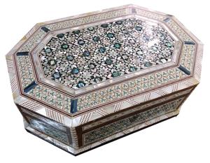 Boîte à bijoux en mosaïque 34 cm J70, magnifique mère de perle, bibelot octogonal égyptien, boîte à bijoux de poitrine - Product Image 1