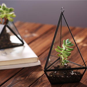 Vase géométrique suspendu en verre, décoration en forme de foudre, luminaire décoratif de maison, pour mariage et Diwali, cadeau d'éclairage, plante - Product Image 1