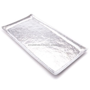 Plateau de service en métal en aluminium de style antique avec poignées prix de gros plateau de service - Product Image 3