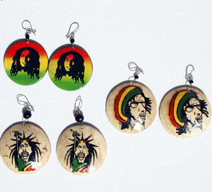 Boucles d'oreilles rondes de Style Rasta, coquille de noix de coco, bijoux ethniques péruviens - Product Image 1