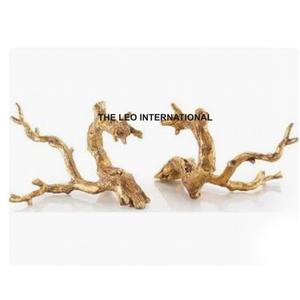 Sculpture décorative en aluminium métal lot de 2 pièces d'exposition Statue Home Office Hotel Desktop Antler Shape 6x1x4 Inch - Product Image 1