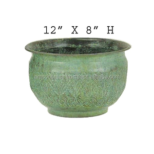 Finition patinée Porte gaufrée Jardinière décorative Pot de fleur rond et jardinière en métal de haute qualité - Product Image 3