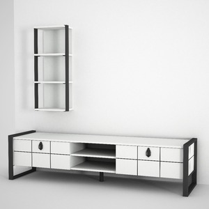 Unidad de TV de aglomerado de lujo exclusiva del superventas de Turkiye, diseño blanco moderno para muebles de sala de estar con detalles de metal - Product Image 3
