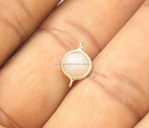 Joyería de múltiples piedras preciosas bohemias facetadas de Calcedonia Rosa chapada en plata con conector de bisel de oro hecho de latón - Product Image 3