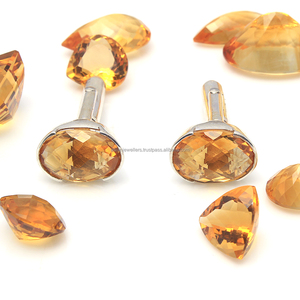 Gemelos de Gema Natural de citrino, Plata de Ley 925, hechos a mano - Product Image 1