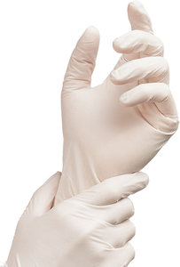 Gants en latex naturel de qualité supérieure à usage unique OEM, poudrés, couleur crème blanche, printemps été, ambidextres, poignet perlé, CE - Product Image 2