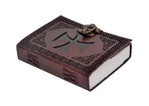 Diseño DE TRABAJO cortado hecho a mano nuevo diseño de Cruz Celta costura lateral papel sin forro en Blanco Cuaderno de diario de cuero genuino con C-Lock - Product Image 3