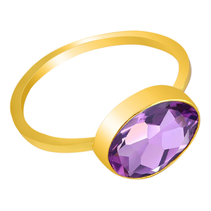 Bezel Set Oval Amethyst 925 <b>Sterling</b> <b>Silver</b> <b>Ring</b> Gold Plated <b>Silver</b> <b>Ring</b> Jewelry Fashionable <b>Ring</b> for Wedding, Engagement, Gift - Product Image 3