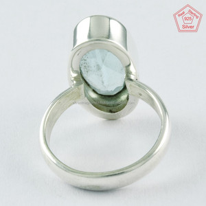 แหวนพลอยโทแพซสีฟ้าสวยสีเงินสเตอริง925เครื่องประดับงานแต่งงาน18K จากโรงงานสำหรับงานหมั้นและงานเลี้ยง - Product Image 4