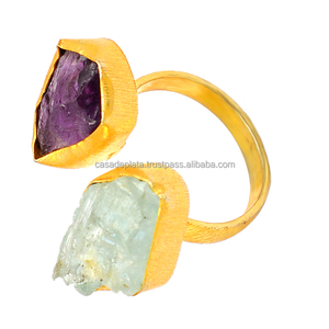 แหวนพลอยอเมทิสต์หยาบ925แหวนแฮนด์เมดเงินสเตอร์ลิงพร้อมเรือนชุบทองแหวนแฟชั่นสำหรับทุกเพศ - Product Image 4