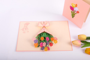 การ์ดป๊อปอัพดอกทิวลิป 3 มิติ ตัดด้วยเลเซอร์ สวยงาม งานฝีมือ ราคาถูก - Product Image 4
