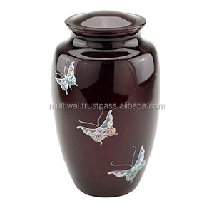 Urna de ataúd funerario de cremación de entierro con acabado azul para cenizas humanas - Product Image 3