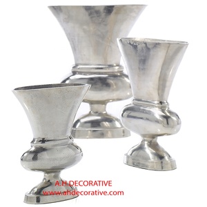 Jarrón de urna de elipses de plata y aluminio para Decoración de mesa del hogar Escritorio de oficina y jarrón de Metal para sala de estar real - Product Image 3