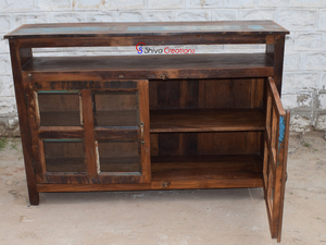 Armoire de rangement en bois massif de récupération vintage antique faite à la main pour salle à manger rustique utilisation intérieure dans la maison hôtel salon appartement - Product Image 2