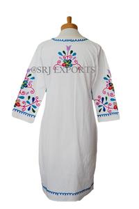 Vestido de verano Túnica de algodón con bordado de Suzani Aari, 100% algodón - Product Image 5