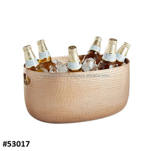 Seau à glace en laiton martelé, bouteille d'eau pure, disponible avec emballage haut de gamme, refroidisseur à vin, forme ovale - Product Image 4