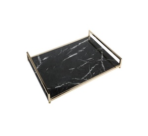 Plateau de service en marbre avec poignée en métal, pour vente en gros - Product Image 1