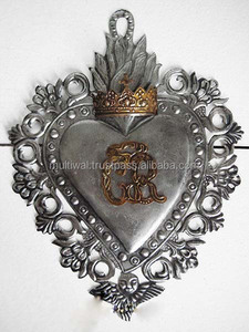 Coeur sacré de Jésus en métal coeur suspendu pour décor et cadeau catholique - Product Image 4