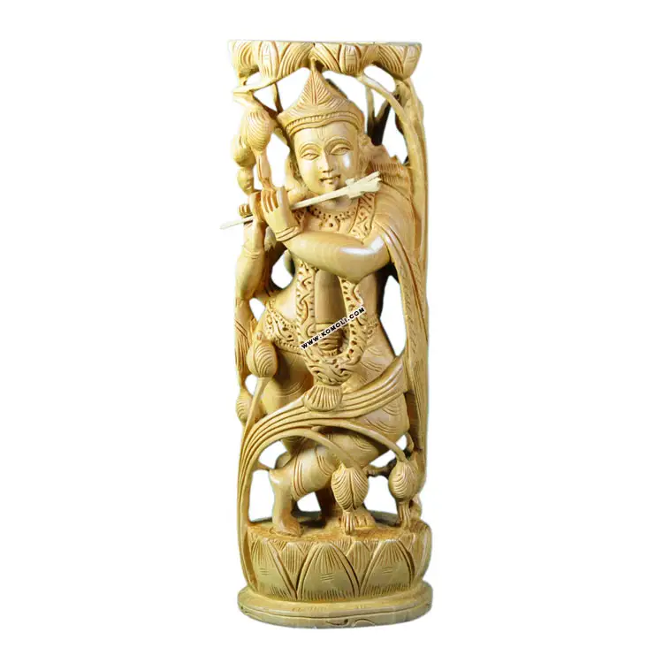 クリシュナ卿像のポーズ彫刻アート木彫りマーティインド製