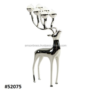 Bougeoir à 6 bras de renne aux finitions antiques Bougeoir en métal aluminium T-lite Holder - Product Image 6
