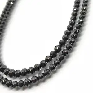 Ожерелье из черных алмазных бусин с гранями от 3 мм до 5 мм, черные алмазные бусины
