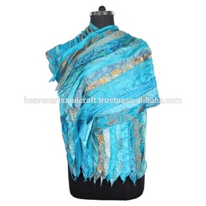 <b>Silk</b> Sari Recycle <b>Vintage</b> Stole <b>Scarf</b> Supplier Indian Sari Patches Reversible <b>Scarf</b> Colorful Striped <b>Scarf</b> <b>Vintage</b> <b>Silk</b> Panel - Product Image 2