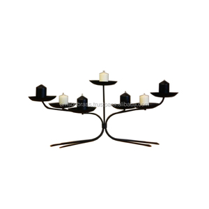 Bougeoir de décoration de mariage fait à la main de luxe candélabre bougeoir à 3 piliers en fil de fer pour la décoration de bar - Product Image 6