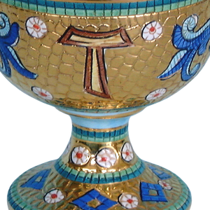 Ciborio de Cerámica Pintado a Mano con Oro Puro Hecho a Mano en Italia Diseño de Mosaico Artículo Católico para Iglesia - Product Image 3