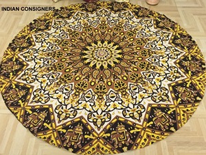 Star Mandala Roundies belle couleur jaune serviette de plage à la main en coton tenture murale tapis de Yoga décor à la maison par les expéditeurs indiens - Product Image 5