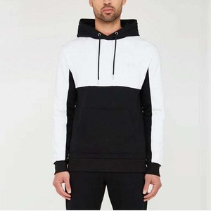Blanc noir deux couleurs Logo personnalisé conception broderie imprimé décontracté uni surdimensionné coton vêtements d'hiver sport homme survêtements - Product Image 3
