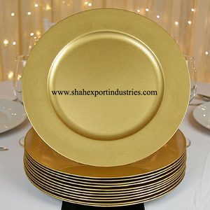 Assiette de chargeur ronde de mariage plaqué or en métal à la mode pour vaisselle décorations de vaisselle de mariage sans danger pour la vaisselle - Product Image 3