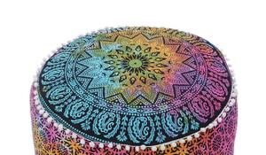 Indian Cotton Round Mandala Floor <b>Pillow</b> <b>Small</b> Stool Handmade Pouf and Ottoman for Living Room Furniture Home Decor - Product Image 4