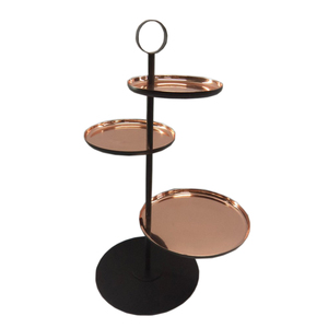 Soporte de pastel de acero inoxidable Chapado en cobre y pintado en negro de Vishna Exports para decoraciones de fiestas y bodas - Product Image 1