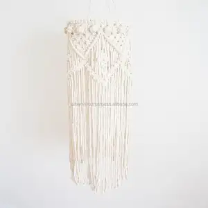 โคมไฟระย้า Macrame สวยงาม แฮนด์เมดจากอินเดีย โคมระย้าห้องนั่งเล่น โบฮีเมียน ตกแต่งจากอินเดีย