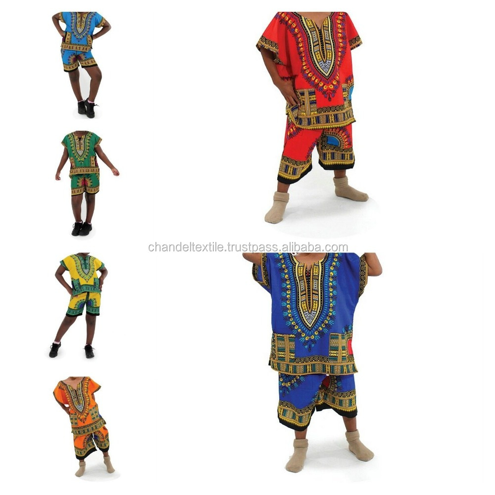 Африканский комплект с шортами и Dashiki для мальчиков и девочек, хлопковое мексиканское пончо размеров S M L XL