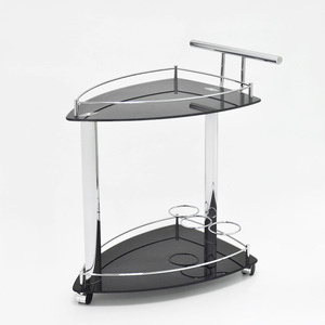 Chariots de service en verre noir, 2 niveaux, allonge la cuisine - Product Image 1