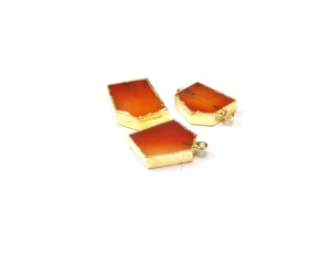 Cornalina Piedra preciosa Latón Chapado en oro Doble fianza Conector de bisel hecho a mano Regalo para ella - Product Image 2