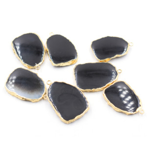 Druzy noir 34 à 36 MM avec caution forme inégale plaqué or pendentif pierres précieuses naturelles résultats de bijoux signe du zodiaque scorpion - Product Image 4