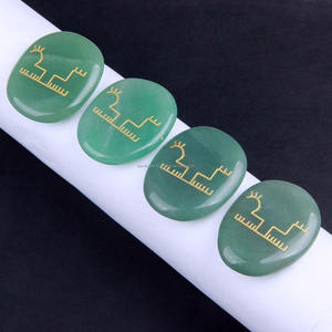 Cristales de cuarzo de Aventurina verde, 4 Uds., piedras preciosas curativas semipreciosas talladas, Feng Shui Chakra Palm, piedras planas para grabado - Product Image 4