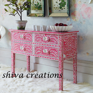 Số lượng lớn bán buôn thiết kế hiện đại giao diện điều khiển và Bàn Cạnh Giường ngủ với mẹ của Ngọc Trai Inlay gỗ và MDF xuất khẩu bởi nhà sản xuất trong jodhpur Ấn Độ - Product Image 1