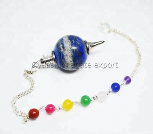 Fait à la main dernier Feng Shui boule pendule Lapis Lazuli radiesthésie cristaux de Quartz avec chaîne Chakra pierres précieuses et agate pendule - Product Image 3